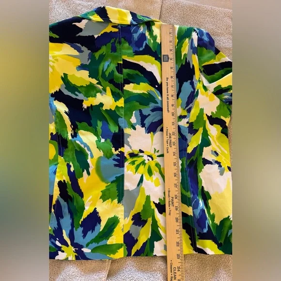 Molly & Maxx Multicolor Abstract Print Blazer 3/4 Sleeve Collar Lined Large - Picture 10 of 16